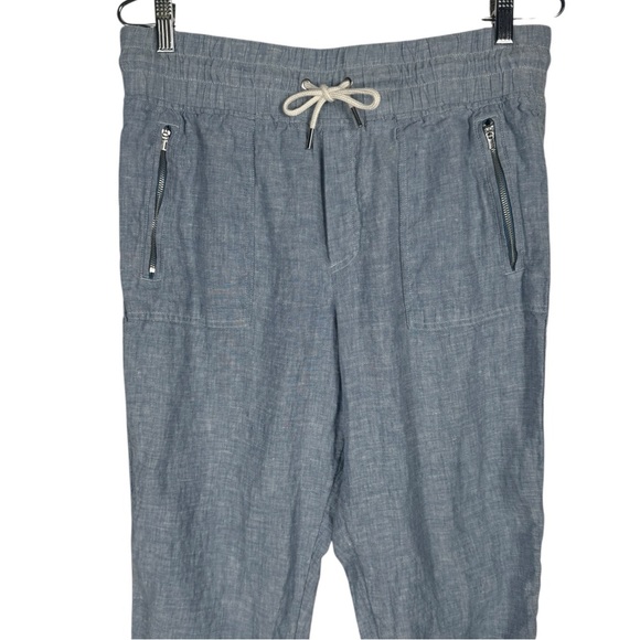 Athleta Cabo Linen Joggers, Light Blue, Size 12 - Picture 3 of 7